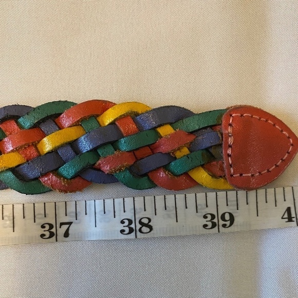 Vintage Rainbow‎ Leather Braided Belt- ML - Picture 2 of 12